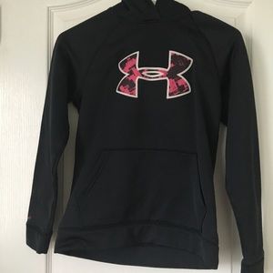 Black with pink under armour sweatshirt